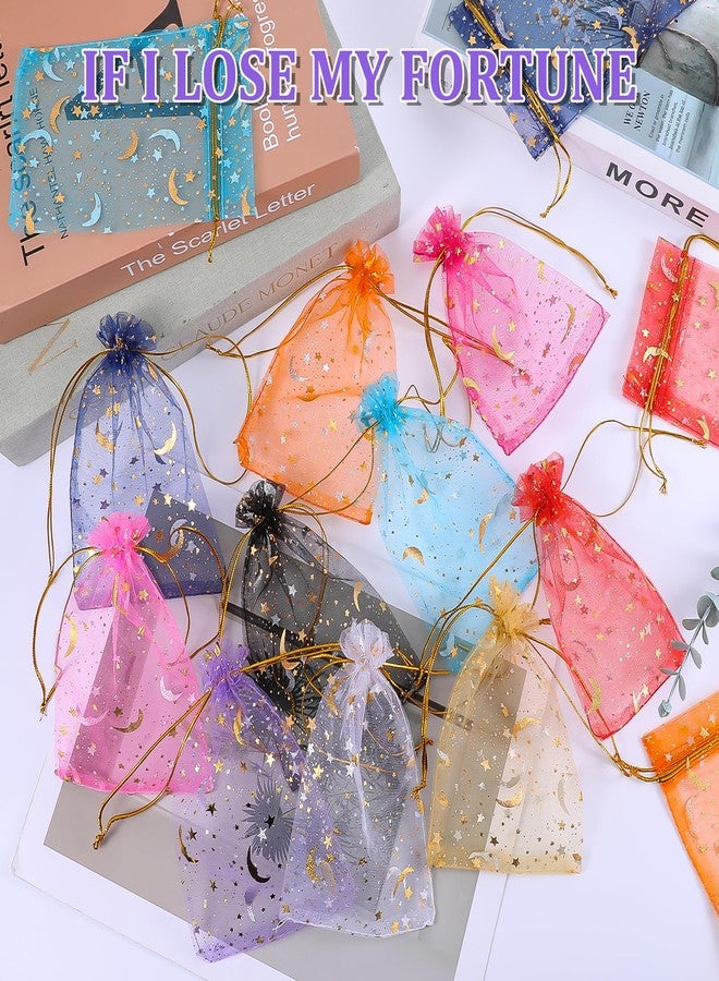 SHENLIU 500 Pcs 5x7inches Moon Organza Mesh Jewelry Bags bulk with Drawstring, Multi Colored Small Gift Bags Jewelry Pouch for Birthday Wedding Baby Shower Festival Party Favor - Image 3